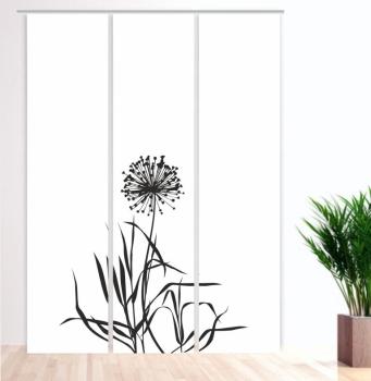 Flächenvorhang Allium 24  blanco schwarz  - 3teiliges Set Flächenvorhang 3er Set, Schiebegardine, Schiebegardinen, blickdicht, Flächenvorhang blickdicht, Schiebevorhang,